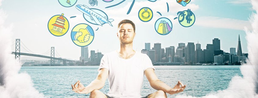 Meditating Man on Think Cloud